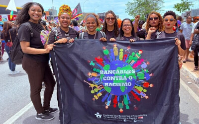 Dirigentes do Sindicato durante Marcha das Mulheres Negras nesta terça-feira (25), em Brasília