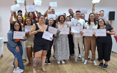 Turma de dirigentes e assessores do Sindicato no curso PCDA (Foto: Seeb-SP)