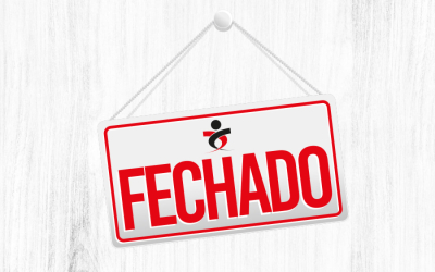 Placa de "fechado", com o logo do Sindicato (Montagem: Linton Publio)