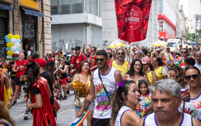 Bloco dos Bancários nas ruas do Centro de São Paulo