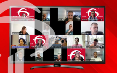 Reunião na qual o Sindicato solicitou o pagamento do PRB (Imagem: Contraf-CUT)