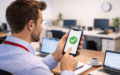 Imagem de um bancário participando de uma assembleia virtual