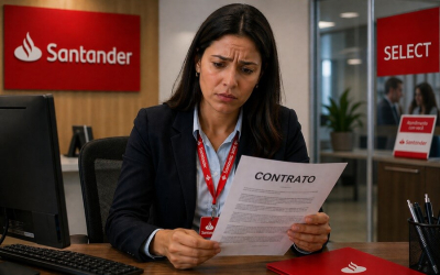 Imagem mostra uma gerente com semblante preocupado lendo um contrato