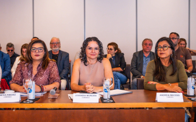 Representantes dos bancários na mesa permanente sobre “Novas Tecnologias, como IA, e a Atividade Bancária” (Foto: Contraf-CUT)