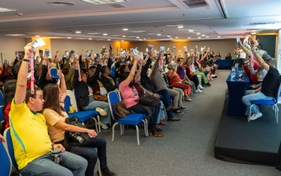 Delegados e delegadas do 41º Conecef aprovaram a pauta específica de reivindicações dos empregados da Caixa na Campanha Nacional dos Bancários 2026 (Foto: Seeb-SP)