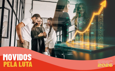 Imagem de gráficos e pessoas olhando a tela de um celular