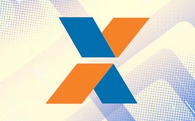Arte com o "X" do logo da Caixa estilizado