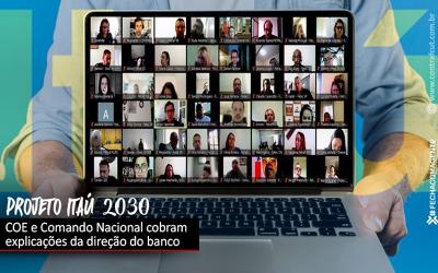 Tela de computador mostra os participantes de reunião virtual que debateu mudanças promovidas pelo Itaú