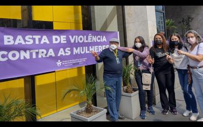 Dirigentes sindicais protestam contra o assédio sexual e moral, e contra a violência de gênero no Banco do Brasil