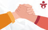 Imagem de duas mãos se cumprimentando, acompanhado do logo do Sindicato dos Bancários 