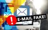 Imagem de ícones de e-mail, nas cores da Caixa, acompanhados dos dizeres "e-mail fake"