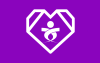Imagem do logo do Sindicato dentro de um coração com um fundo lilás