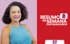 Foto da secretária de Comunicação, Erica de Oliveira, ao lado a logo do Resumo da Semana