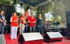 Imagem mostra Elisangela Calmon, coordenadora da CUT-SP Osasco, Lucimara Malaquias (secretária-geral do Sindicato), Neiva Ribeiro (presidenta do Sindicato), Luiz Cláudio Marcolino (deputado estadual pelo PT) e Ivone Silva (vice-presidenta da CUT-SP), durante manifestação pelo primeiro de maio