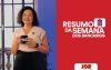 Fotografia de Erica de Oliveira, secretária de Imprensa do Sindicato e apresentadora do Resumo da Semana, acompanhada da frase Resumo da Semana