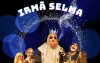Arte com fundo azul mostra as cinco personagens que compõem a comédia