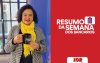 Fotografia de Erica de Oliveira, secretária de Imprensa do Sindicato e apresentadora do Resumo da Semana, acompanhada da frase Resumo da Semana