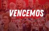 Arte com a palavra "Vencemos"
