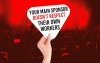 Imagem em desenho mostra pessoas em um show e uma mão erguendo um leque onde se lê “Your main sponsor doesn’t respect their own workers”  