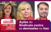 Arte mostra rosto duas mulheres, uma morena e outra loira, um homem moreno que participaram do programa de debate