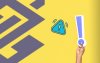 Arte com fundo amarelo mostra logomarca do Banco do Brasil ao lado de um símbolo de exclamação na mão