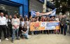 Dirigentes do Sindicato em protesto no Prédio do Brás, da Caixa