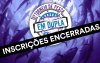 Logotipo do 15º Torneio de Pesca em Dupla do Sindicato dos Bancários, com um tarja preta escrita "inscrições encerradas"