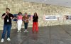Imagem mostra dirigentes sindicais protestando no Centro Empresarial Itaú Conceição