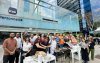 Sindicato promove "sardinhada" em frente ao  Investment Center Itaú Personnalité (Foto: Seeb-SP)