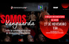 Arte com fundo preto e escritas em vermelho com informações sobre a sessão de exibição do documentário somos vanguarda