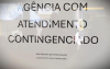 Aviso de atendimento contingenciado em agência do BB (Foto: Seeb-SP)