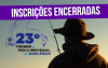 Imagem, sombreada, de um pescador, acompanhada do logotipo do 23º Torneio de Pesca Individual dos Bancários, sobreposta com uma tarja escrito "inscrições encerradas" (Montagem: Fabiana Tamashiro)