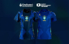 Imagem mostra duas camisas oficiais do uniforme dois da seleção brasileira, em um fundo azul escuro. Acima há o texto quem é sindicalizado tem mais 