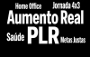 Palavras em fonte branca destacadas em fundo preto: "Home Office", "Jornada 4x3", "Aumento Real", "Saúde", "PLR", "Metas Justas"