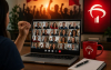 Imagem mostra uma plenária virtual de trabalhadores do Bradesco, destacando união, participação e mobilização coletiva, com a identidade visual do banco.