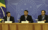 Coletiva de imprensa com o presidente Jair Bolsonaro e o presidente da Caixa, Pedro Guimarães