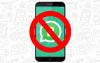 Desenho de celular com logo do whatsapp sob o símbolo de proibido